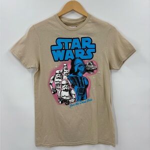 Star Wars Retro Style Beige Graphic Tee Darth Vader & Stormtroopers | Small NWT